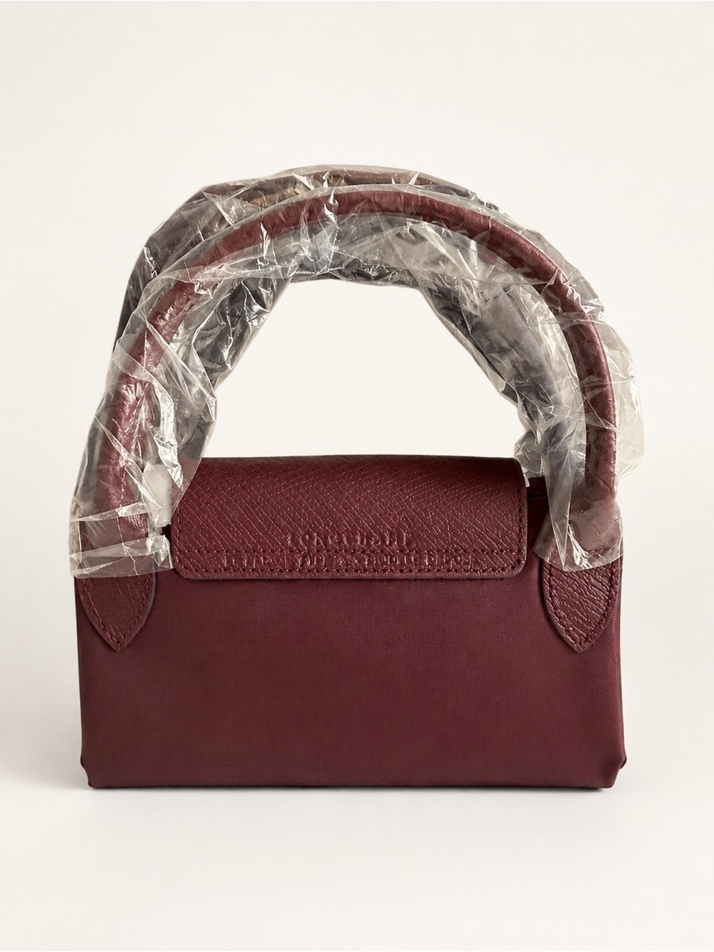 NWOT Longchamp Le Pliage Club S Plum Burgundy Top Handle Bag - Picture 6 of 14